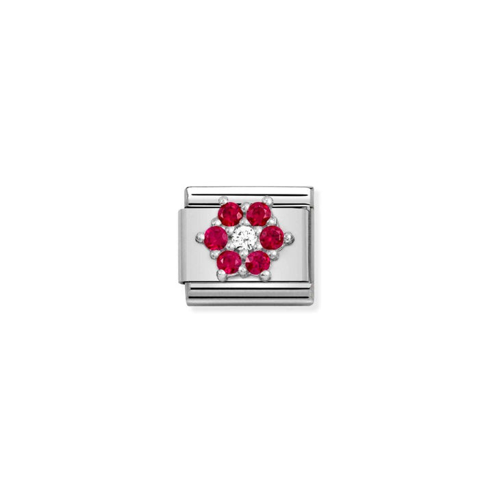 Nomination Sterling Silver Red &amp; White CZ Flower Link Charm - MococoNomination330322/028033497496669Charms