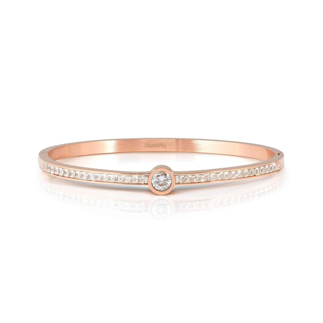 Nomination White and Rose Gold Pretty New Edition Central CZ and Pave (Medium Size) Bangles Bracelet - MococoNomination029520/0438033497562920Bracelets