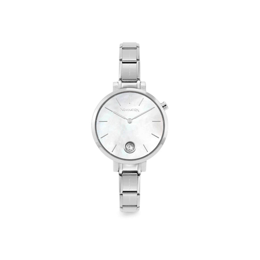 Nomination White Steel Band Round with Zircon Mother-of-Pearl Paris Watch Image