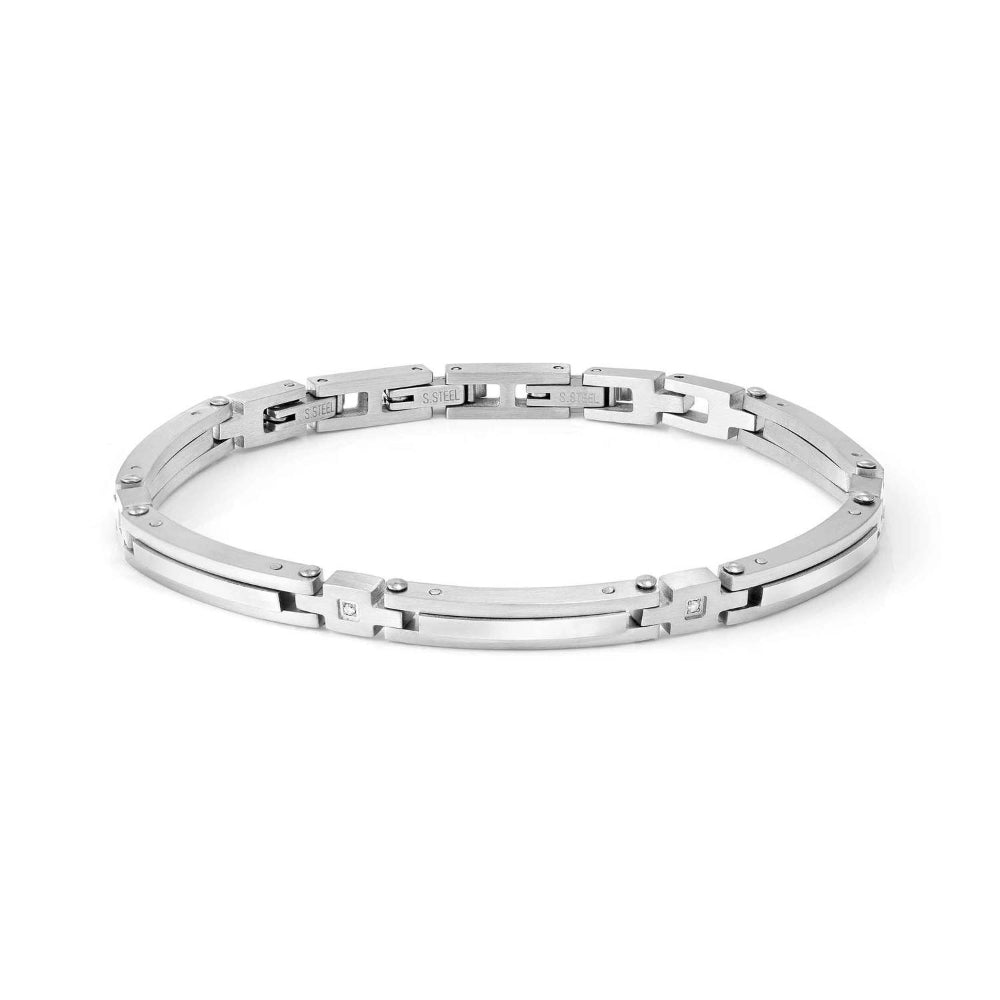 Nomination White Strong Ed. Diamond Geometric Steel and 4 Diamonds Bracelet Image