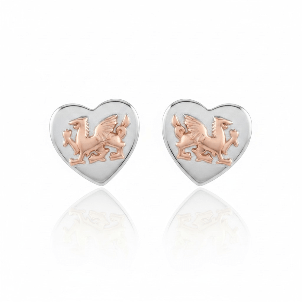 Ola Silver and Rose Gold Heart Dragon Earrings - MococoOla.OLA00031Earrings