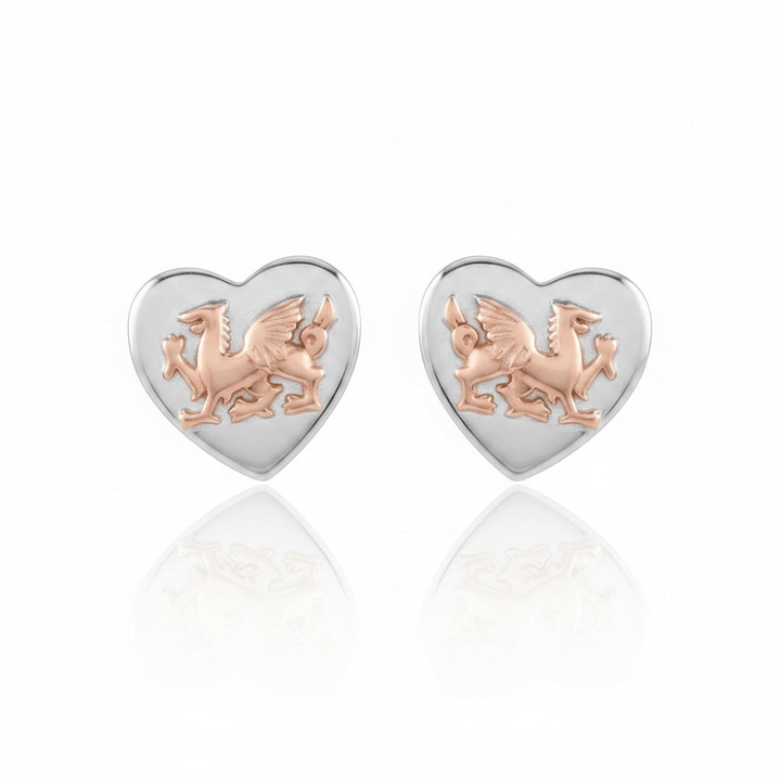 Ola Silver and Rose Gold Heart Dragon Earrings - MococoOla.OLA00031Earrings