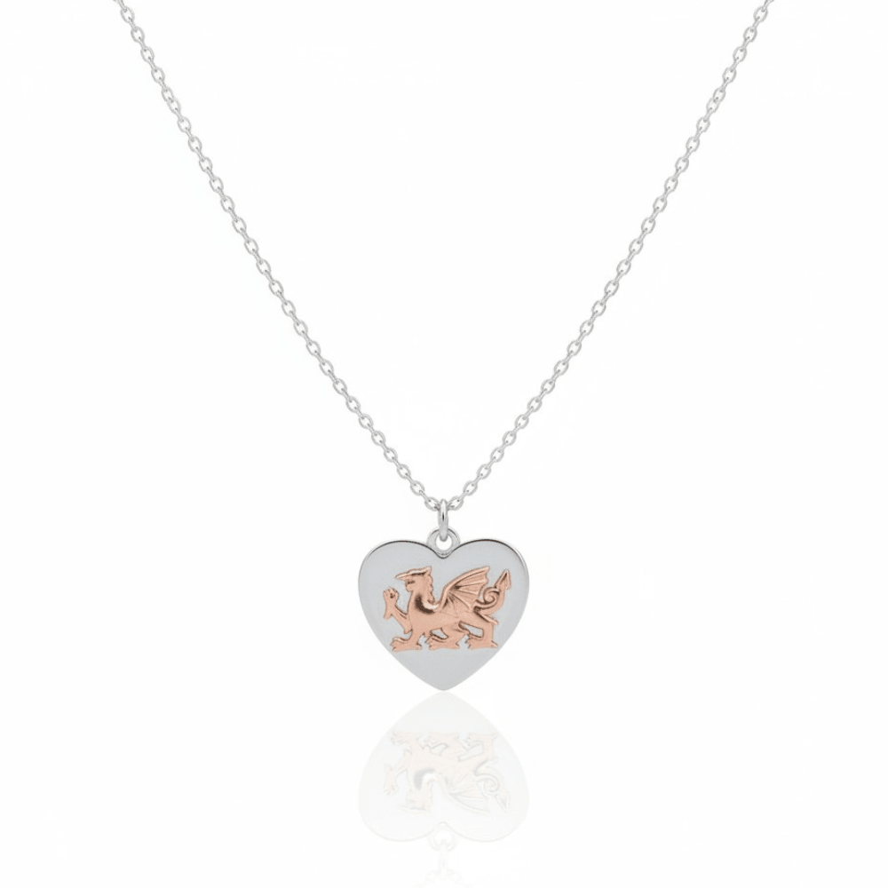 Ola Silver and Rose Gold Heart Dragon Necklace - MococoOla.OLA00032Necklaces