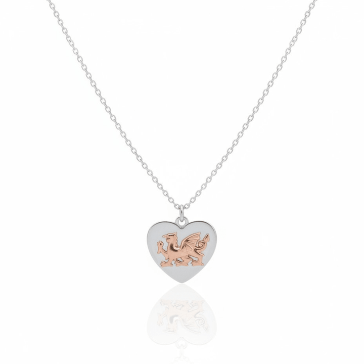 Ola Silver and Rose Gold Heart Dragon Necklace - MococoOla.OLA00032Necklaces