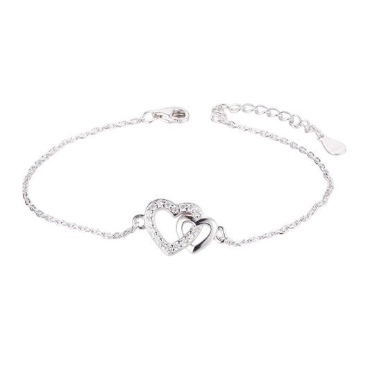 Ola Silver Interlocking Heart Bracelet - MococoOla.C6521Bracelet