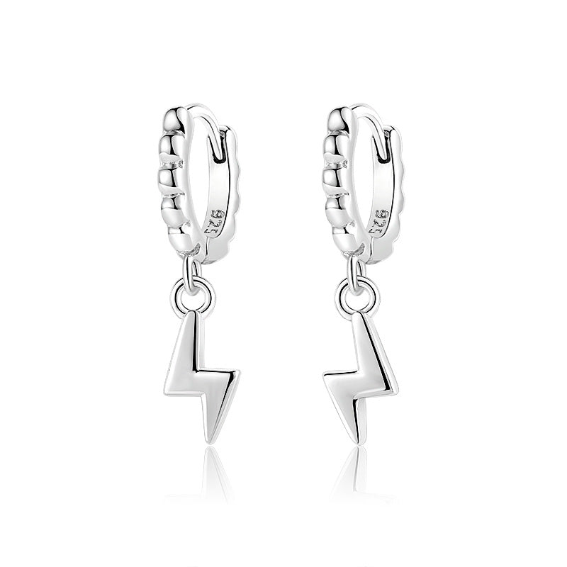 Ola Silver Lightening Bold Dangle Hoop Earrings - MococoOla.OLA00014Earrings