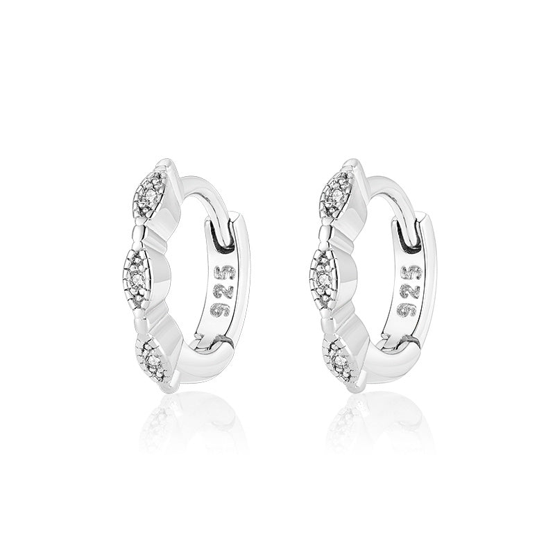 Ola Silver Triple Stone Huggies - MococoOla.OLA00012Earrings