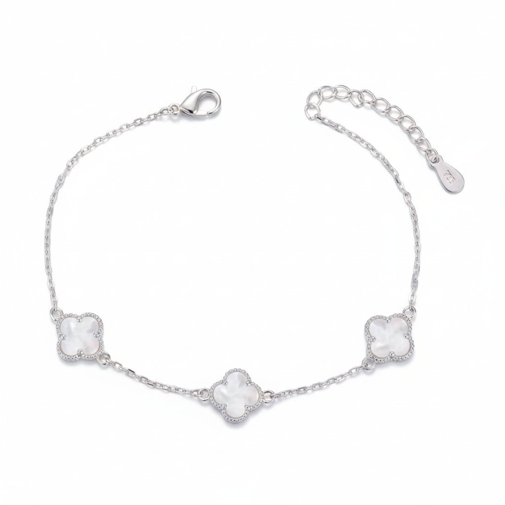 Ola Silver White Shimmer Clover Bracelet - MococoOla.OLA00016Bracelets