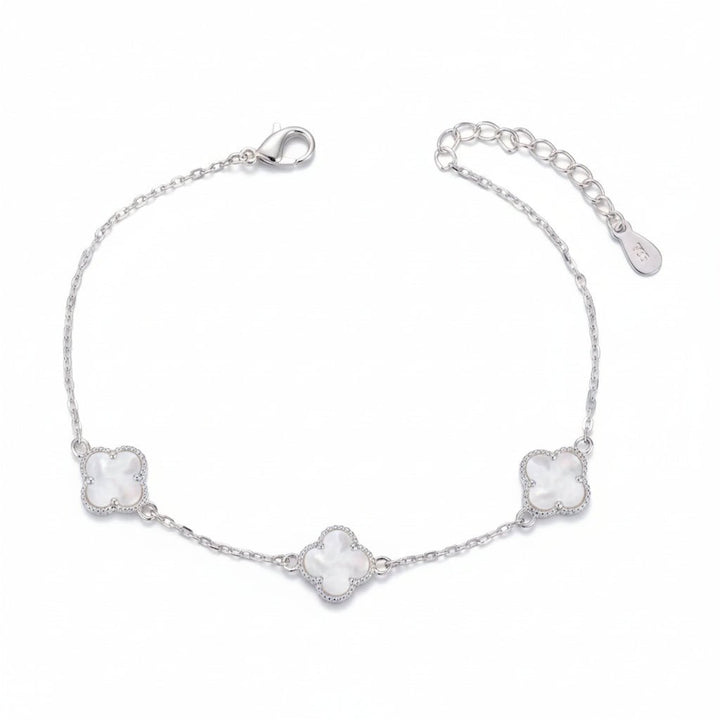Ola Silver White Shimmer Clover Bracelet - MococoOla.OLA00016Bracelets