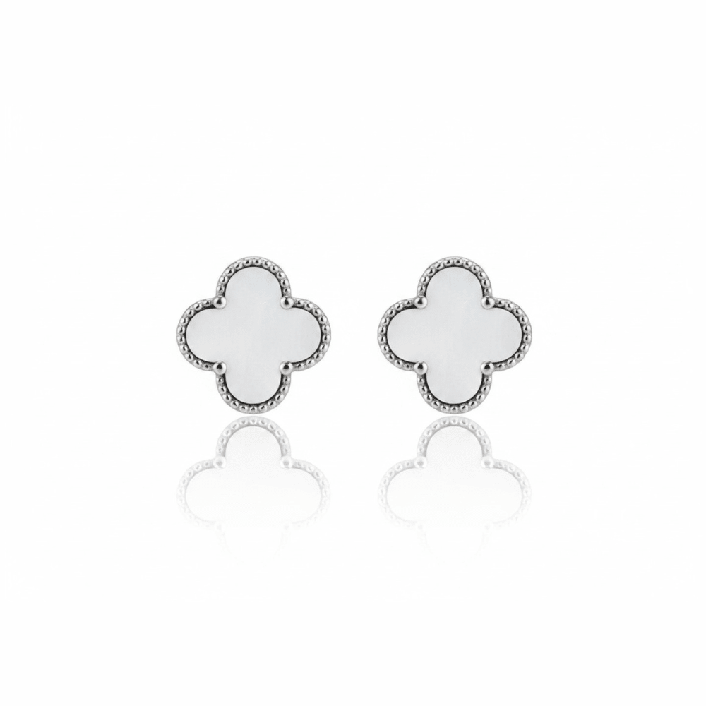 Ola Silver White Shimmer Clover Earrings - MococoOla.OLA00015Earrings