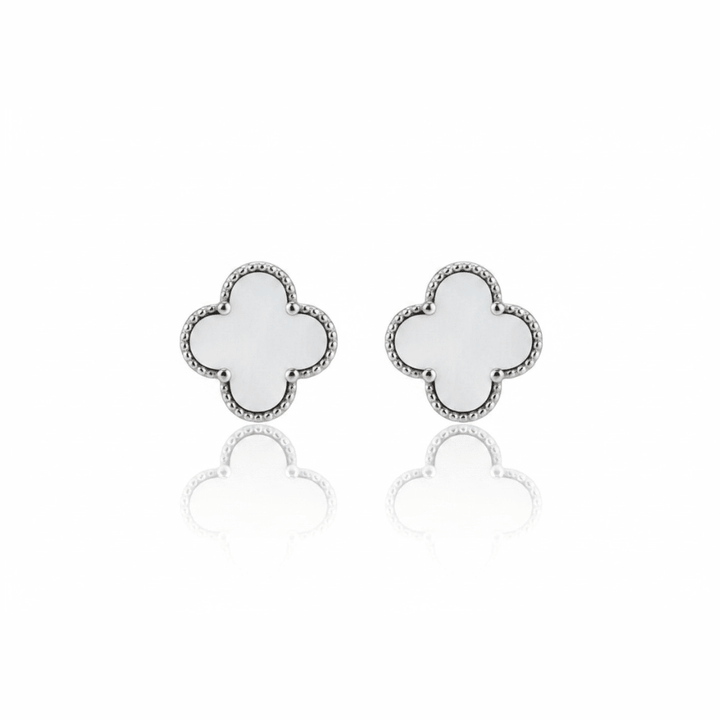 Ola Silver White Shimmer Clover Earrings - MococoOla.OLA00015Earrings