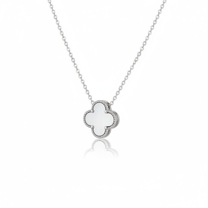 Ola Silver White Shimmer Clover Necklace - MococoOla.OLA00017Necklaces