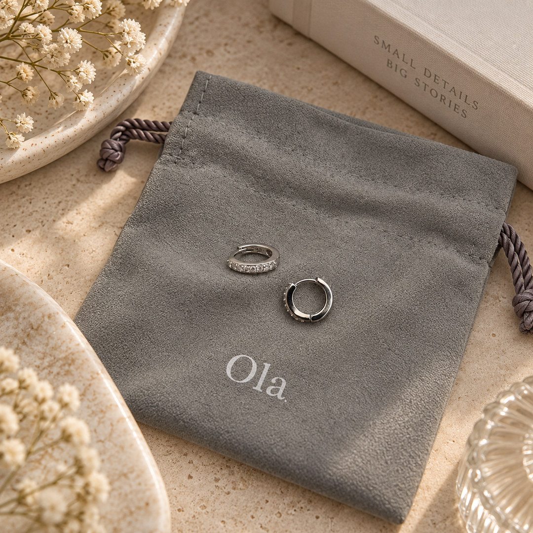 Ola Silver Mini Sparkle Huggies