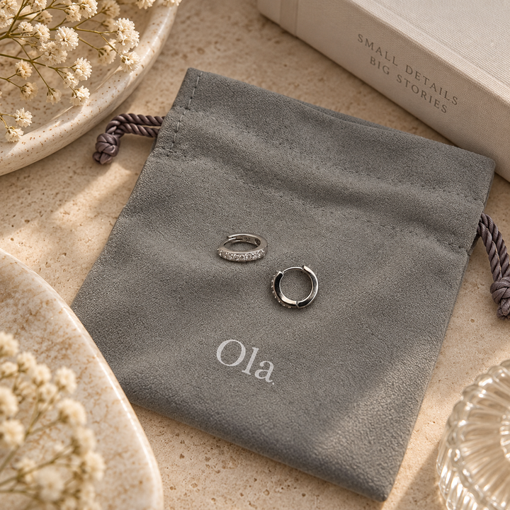 Ola Silver Mini Sparkle Huggies