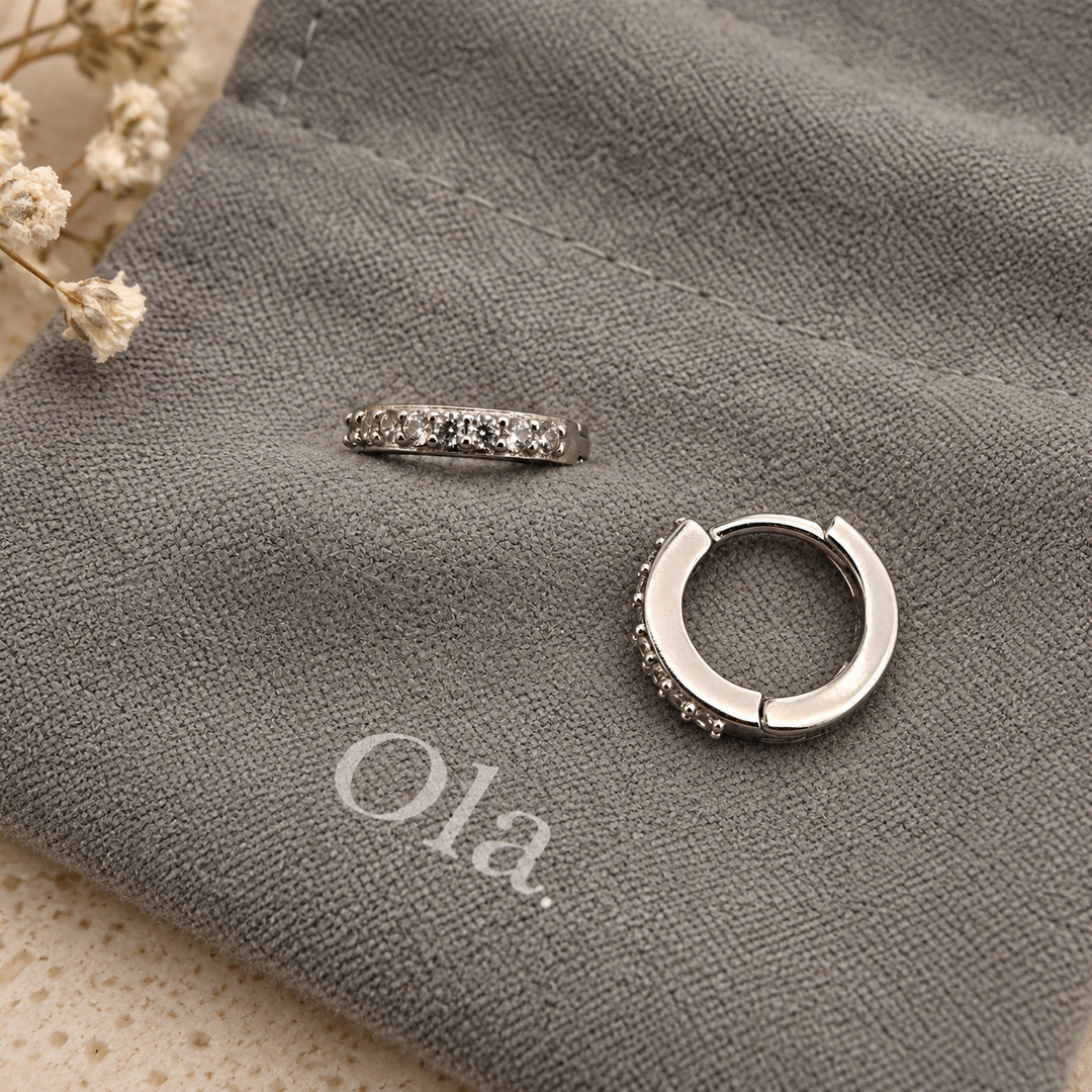 Ola Silver Mini Sparkle Huggies