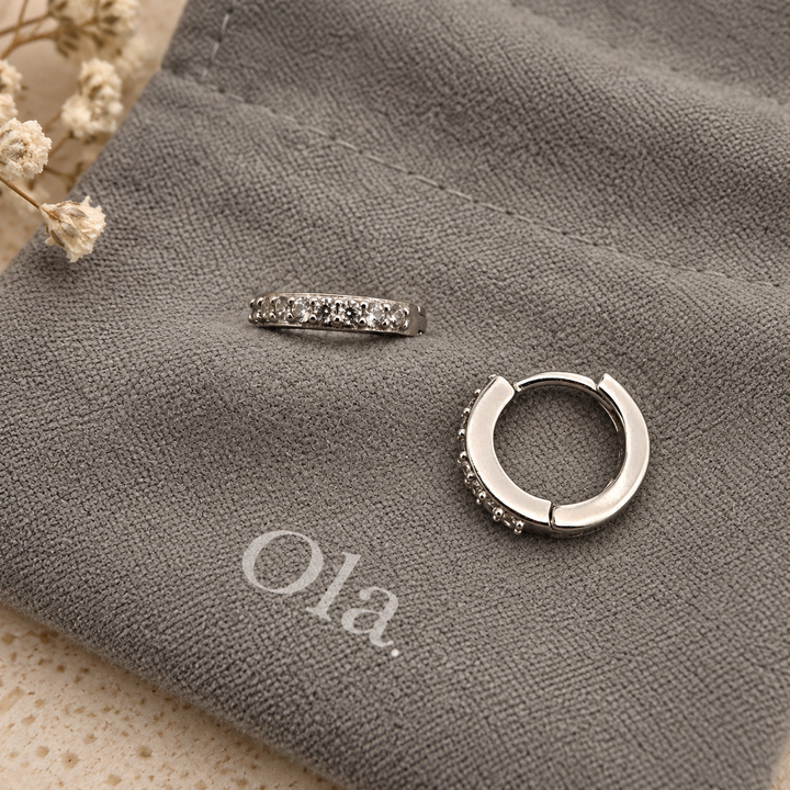 Ola Silver Mini Sparkle Huggies