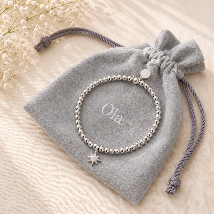 Ola Silver Sparkle Star Beaded Bracelet