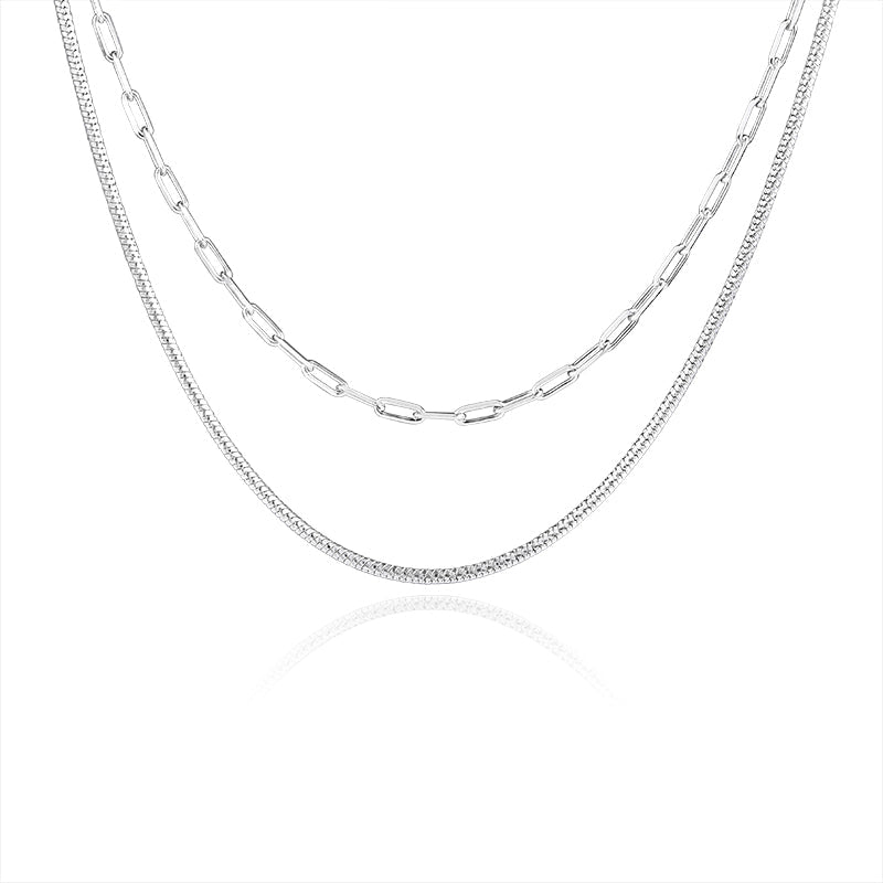 ol&co Silver Double Stacking Necklace - MococoOl&CoF2865Necklaces