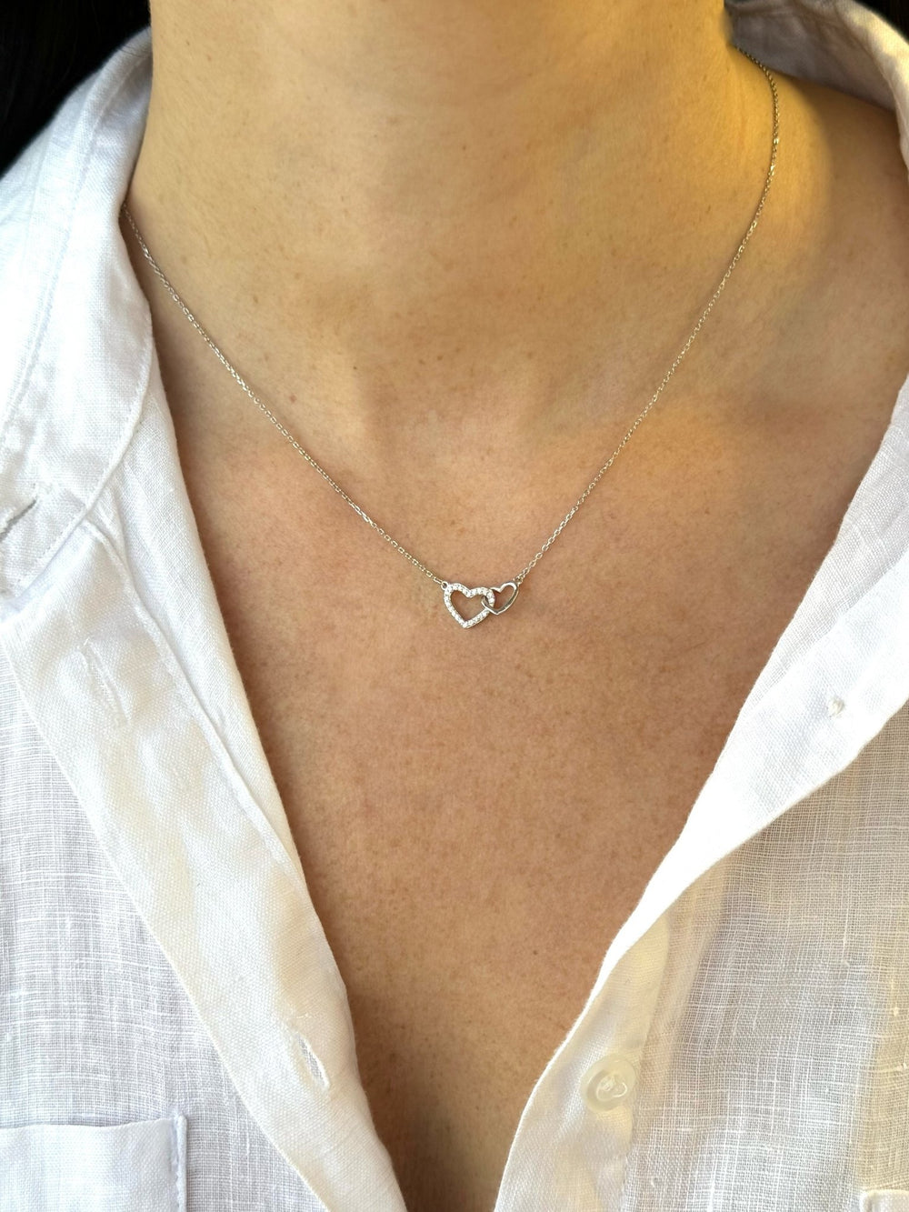 ol&co Silver Interlocking Hearts Necklace - MococoOl&CoF2619Necklaces