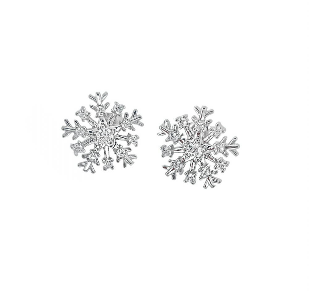 ol&co Silver Large Sparkling Snowflake Stud Earrings - MococoOl&CoD7319Earrings
