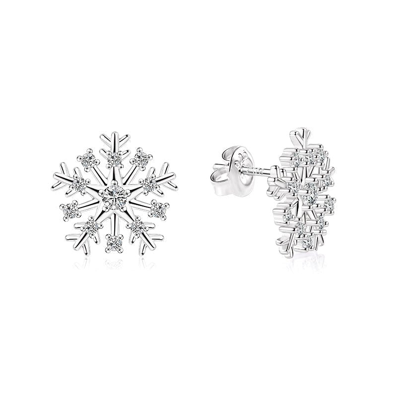 ol&co Silver Large Sparkling Snowflake Stud Earrings - MococoOl&CoD7319Earrings