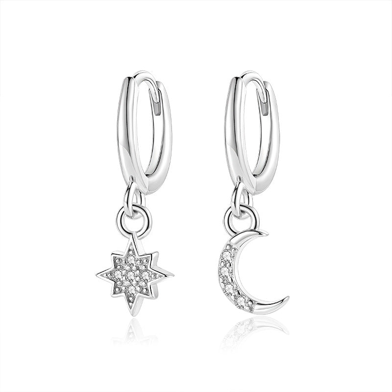 ol&co Silver Moon and Star Huggie Hoop Earrings - MococoOl&CoD7119Earrings