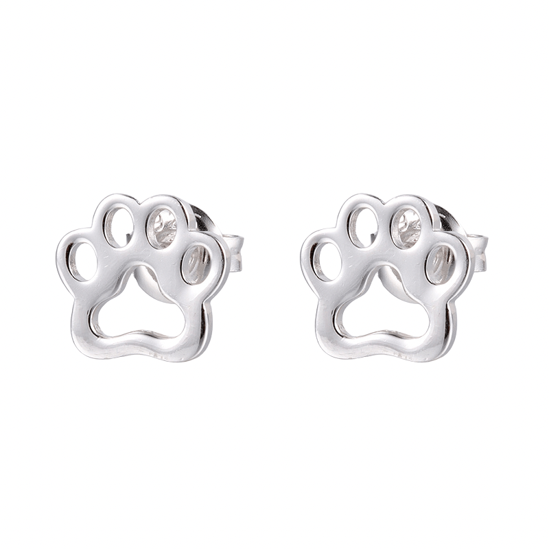 ol&co Silver Paw Print Stud Earrings - MococoOl&CoD8242Earrings
