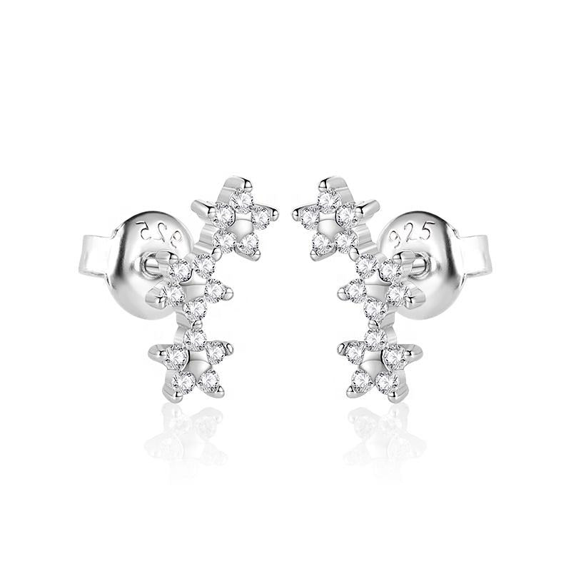 ol&co Silver Sparkling Triple Star Stud Earrings - MococoOl&CoD3542Earrings