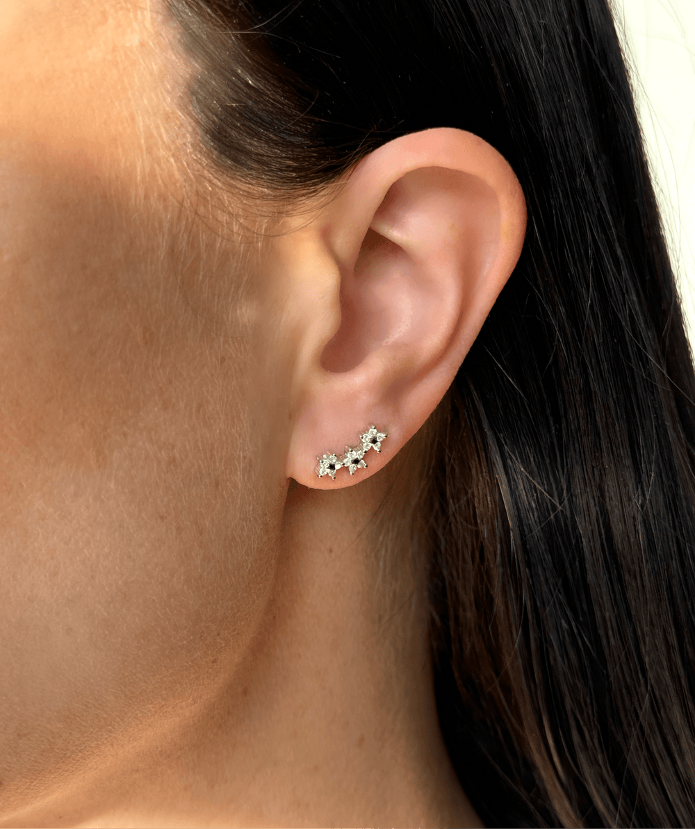 ol&co Silver Sparkling Triple Star Stud Earrings - MococoOl&CoD3542Earrings