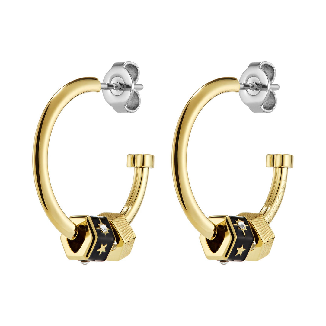 Olivia Burton Black & Gold Bead Charm Hoop Earrings - MococoOlivia Burton24100451Earrings