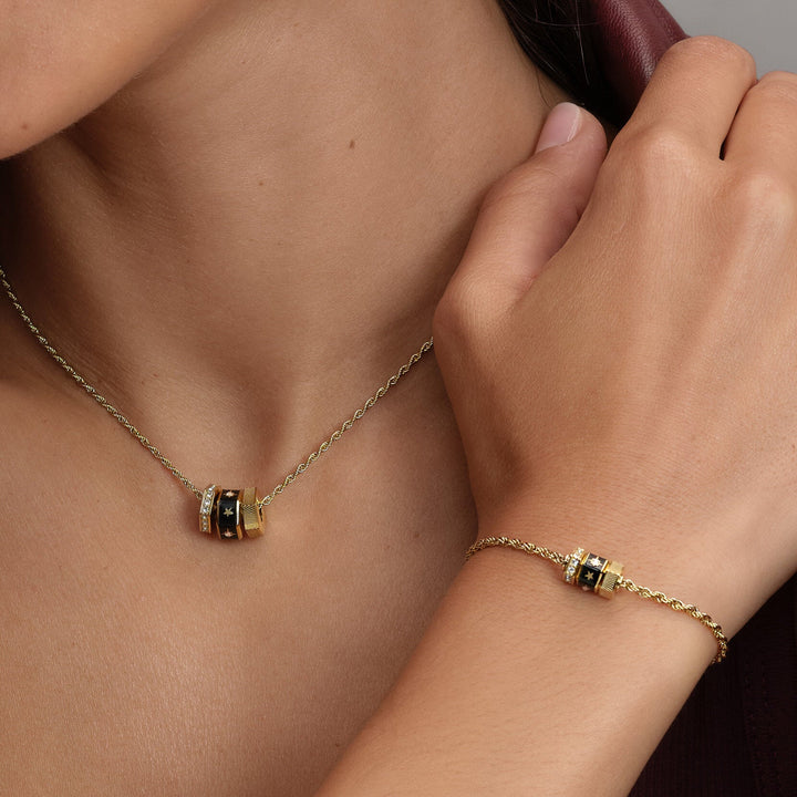 Olivia Burton Black & Gold Bead Charm Necklace - MococoOlivia Burton24100447Necklace