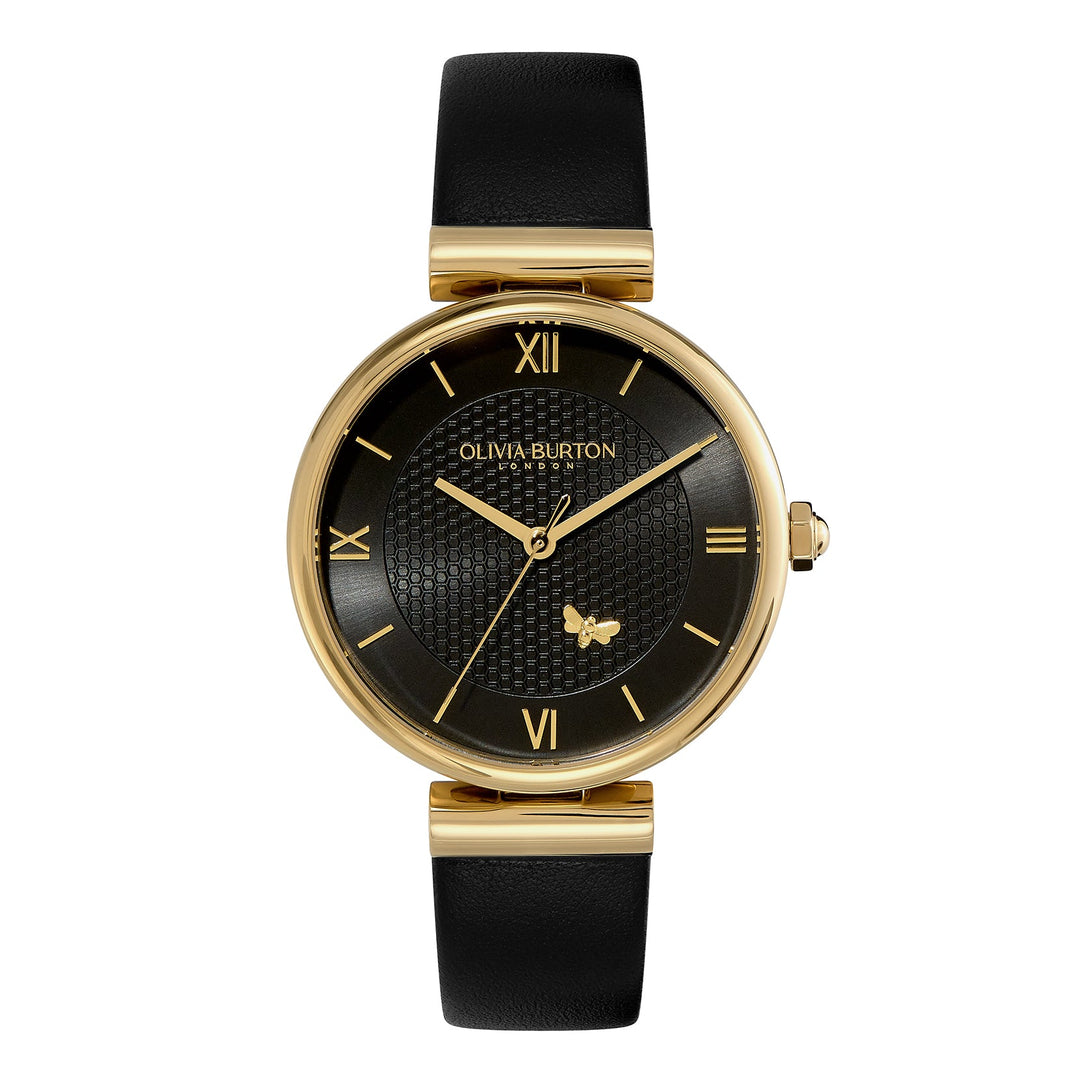 Olivia Burton Gold and Black Minima Bee Leather Strap Watch - MococoOlivia Burton240000997613272561723Watches and Accessories