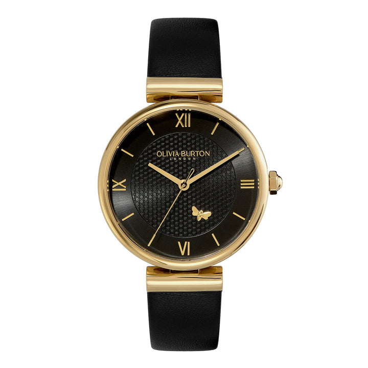 Olivia Burton Gold and Black Minima Bee Leather Strap Watch - MococoOlivia Burton240000997613272561723Watches and Accessories