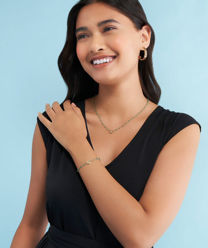Olivia Burton Gold and Green Bee Beaded Necklace - MococoOlivia Burton241001727613272586399Necklaces