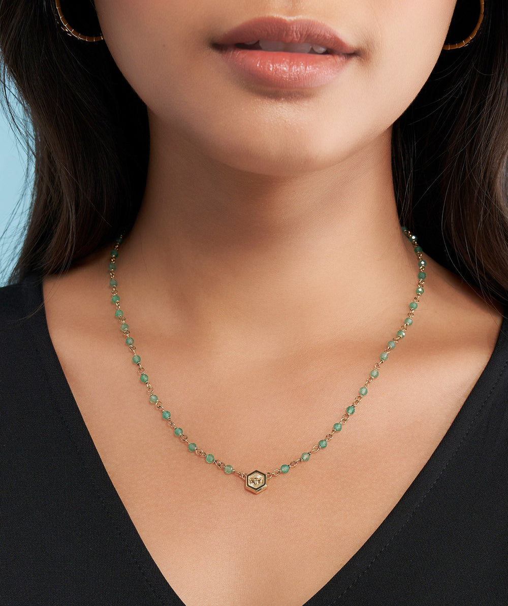 Olivia Burton Gold and Green Bee Beaded Necklace - MococoOlivia Burton241001727613272586399Necklaces