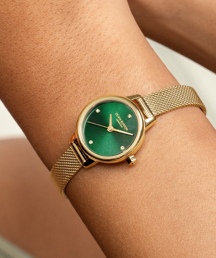 Olivia Burton Gold Forest Green Mesh Watch - MococoOlivia Burton24000246Watches and Accessories