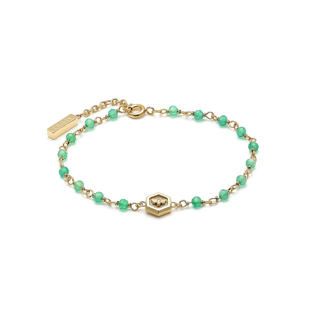 Olivia Burton Gold Green Minima Bee Beaded Bracelet - MococoOlivia Burton241001757613272586429Bracelets