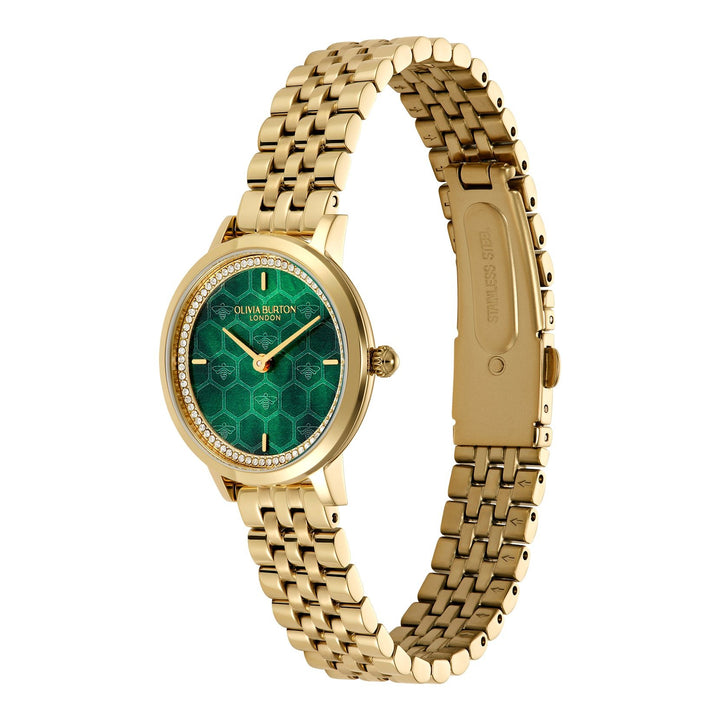 Olivia Burton Gold Ultra Slim Honeycomb Green Dial Watch - MococoOlivia Burton24000266Watches and Accessories