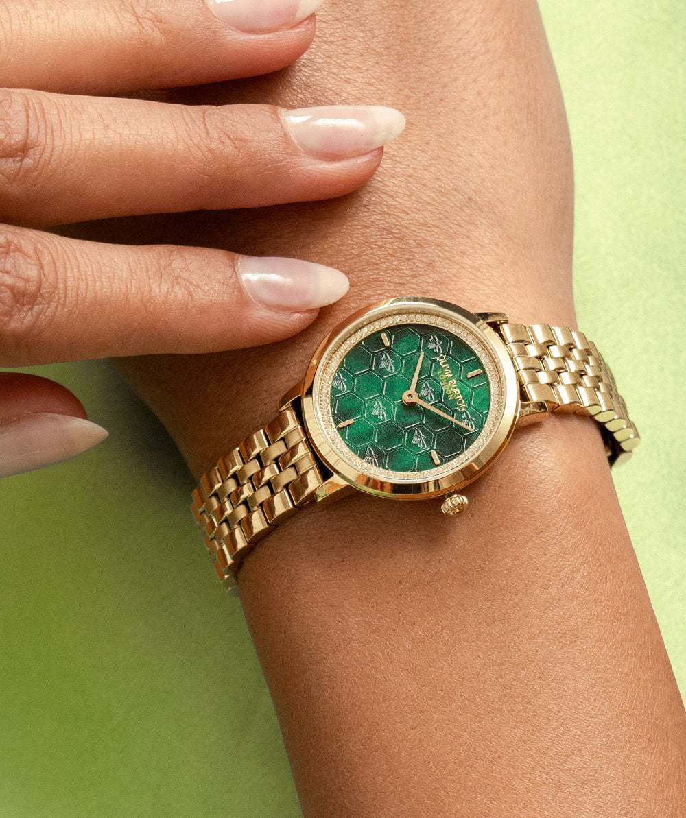 Olivia Burton Gold Ultra Slim Honeycomb Green Dial Watch - MococoOlivia Burton24000266Watches and Accessories