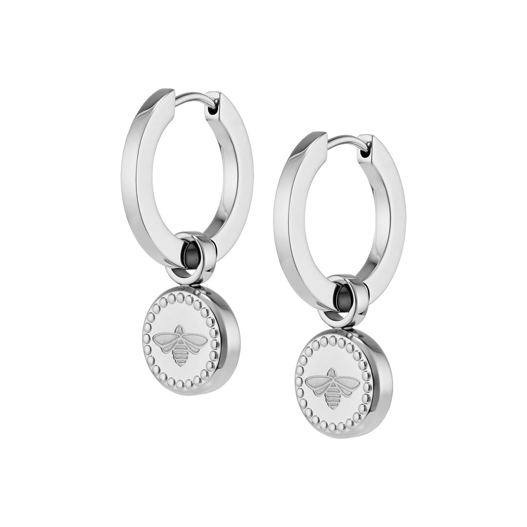 Olivia Burton Silver Bee Charm Hoop Earrings - MococoOlivia Burton24100336Earrings