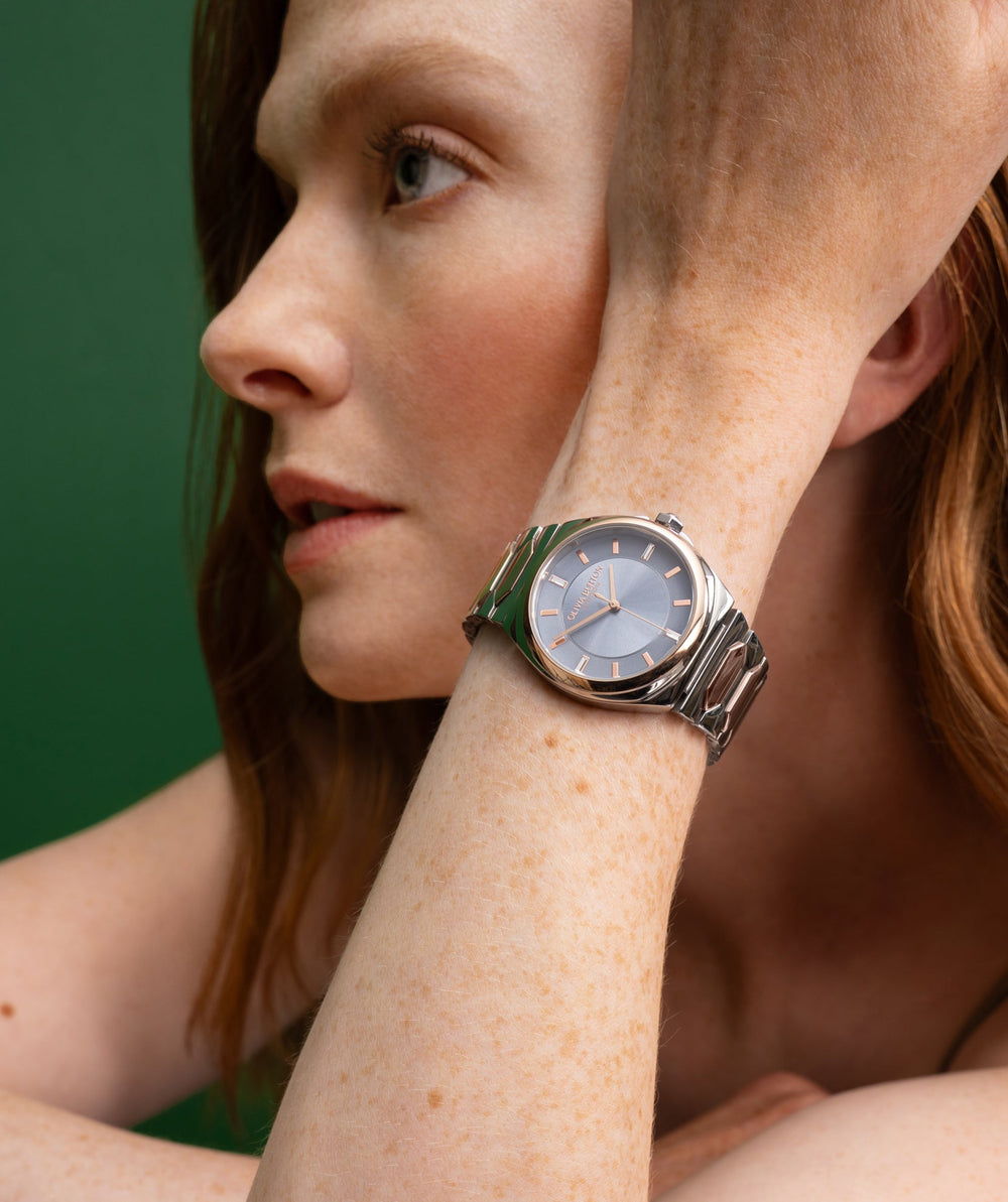 Olivia Burton Silver & Carnation Lustre Blue Dial Watch - MococoOlivia Burton240002047613272610537Watches and Accessories