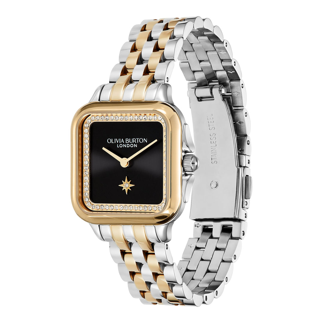 Olivia Burton Silver & Gold Grosvenor Black Dial Watch - MococoOlivia Burton240001247613272585705Watches and Accessories