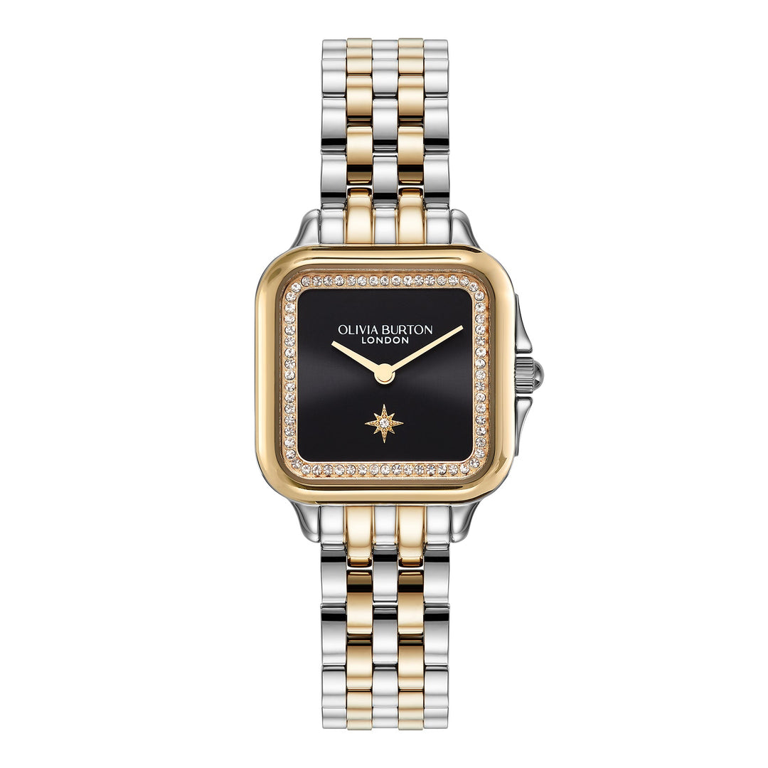 Olivia Burton Silver & Gold Grosvenor Black Dial Watch - MococoOlivia Burton240001247613272585705Watches and Accessories