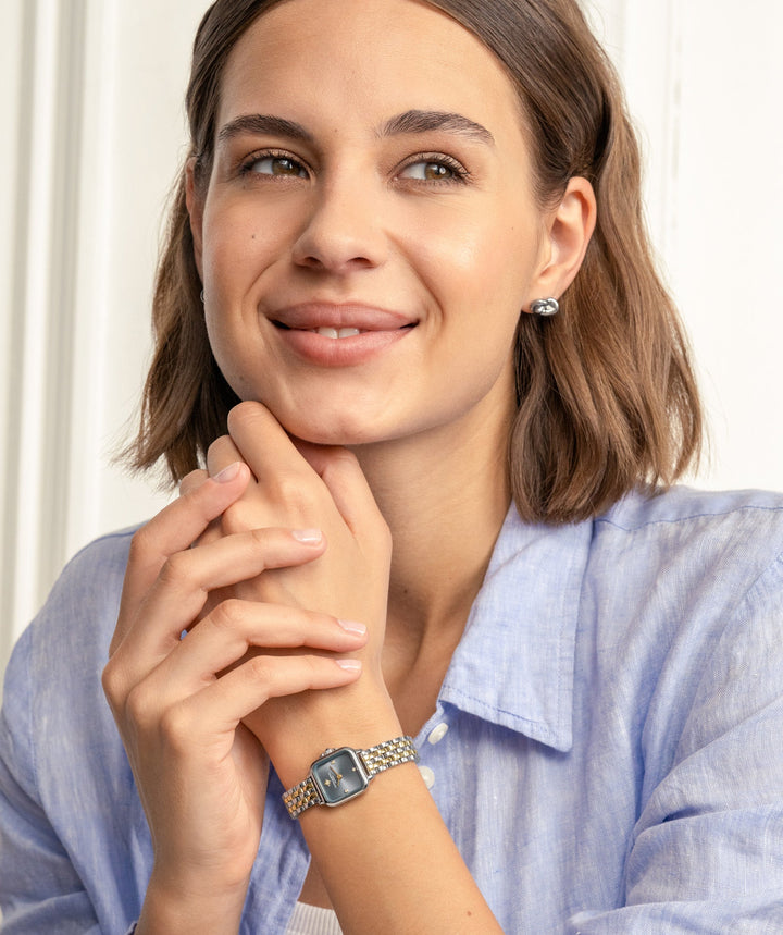 Olivia Burton Silver & Gold Grosvenor Mini Blue Dial watch - MococoOlivia Burton24000258Watches and Accessories