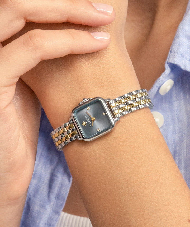 Olivia Burton Silver & Gold Grosvenor Mini Blue Dial watch - MococoOlivia Burton24000258Watches and Accessories