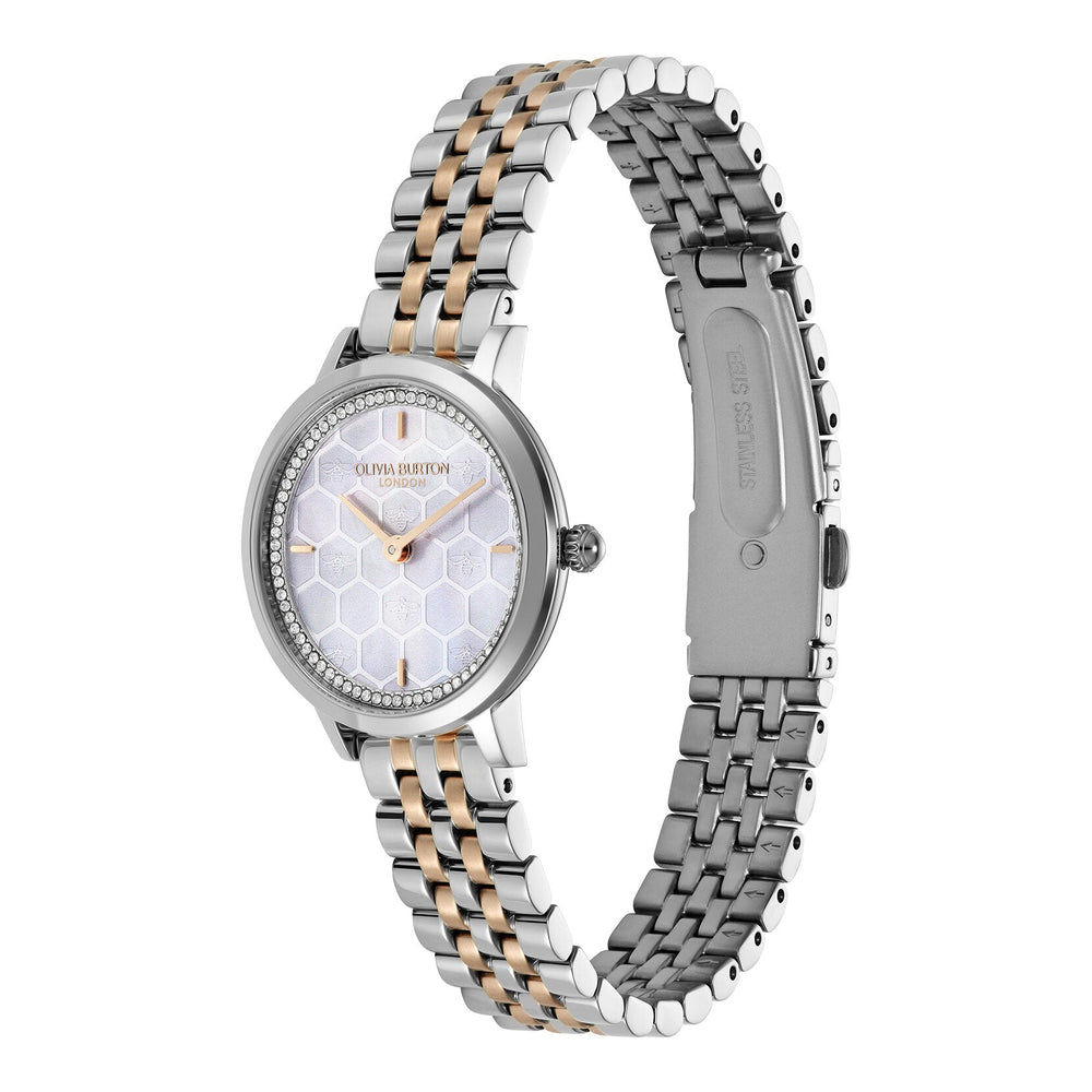Olivia Burton Silver Honeycomb Ultra Slim Two Tone Watch - MococoOlivia Burton24000265Watches and Accessories