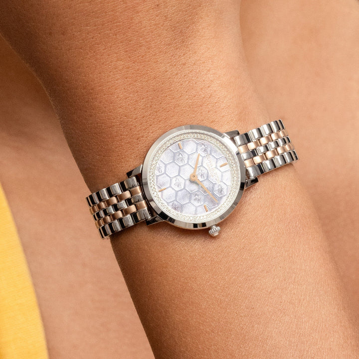 Olivia Burton Silver Honeycomb Ultra Slim Two Tone Watch - MococoOlivia Burton24000265Watches and Accessories