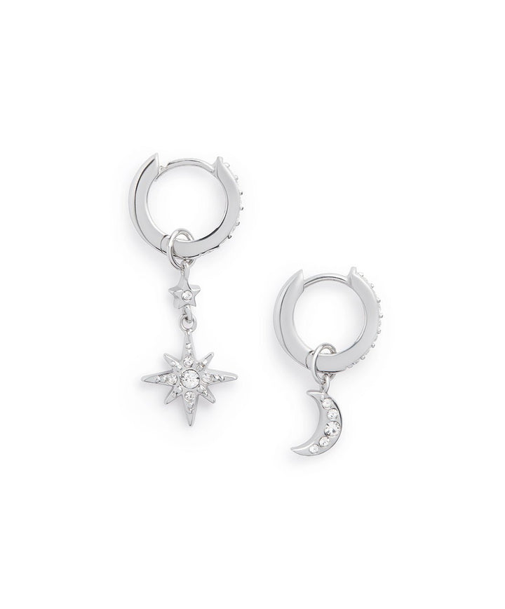 Olivia Burton Silver Moon & Star Huggie Hoop Earrings - MococoOlivia BurtonOBJCLE38Earrings