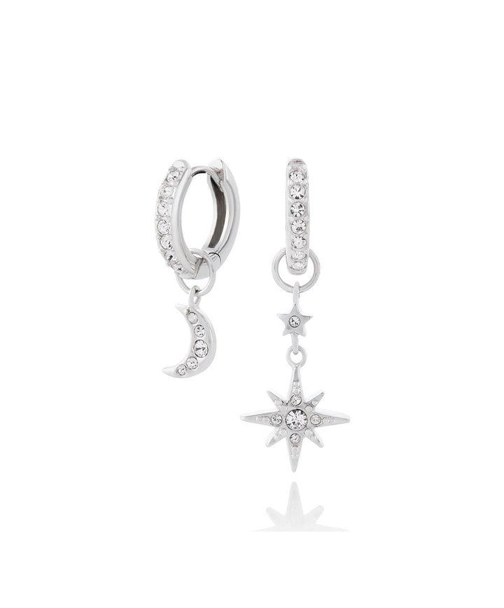 Olivia Burton Silver Moon & Star Huggie Hoop Earrings - MococoOlivia BurtonOBJCLE38Earrings