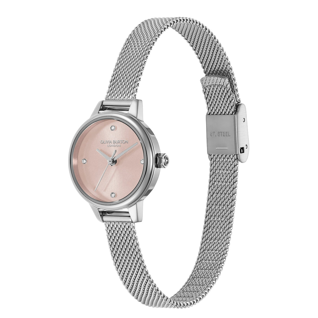 Olivia Burton Silver Primrose Dial Mesh Watch - MococoOlivia Burton24000244Watches and Accessories